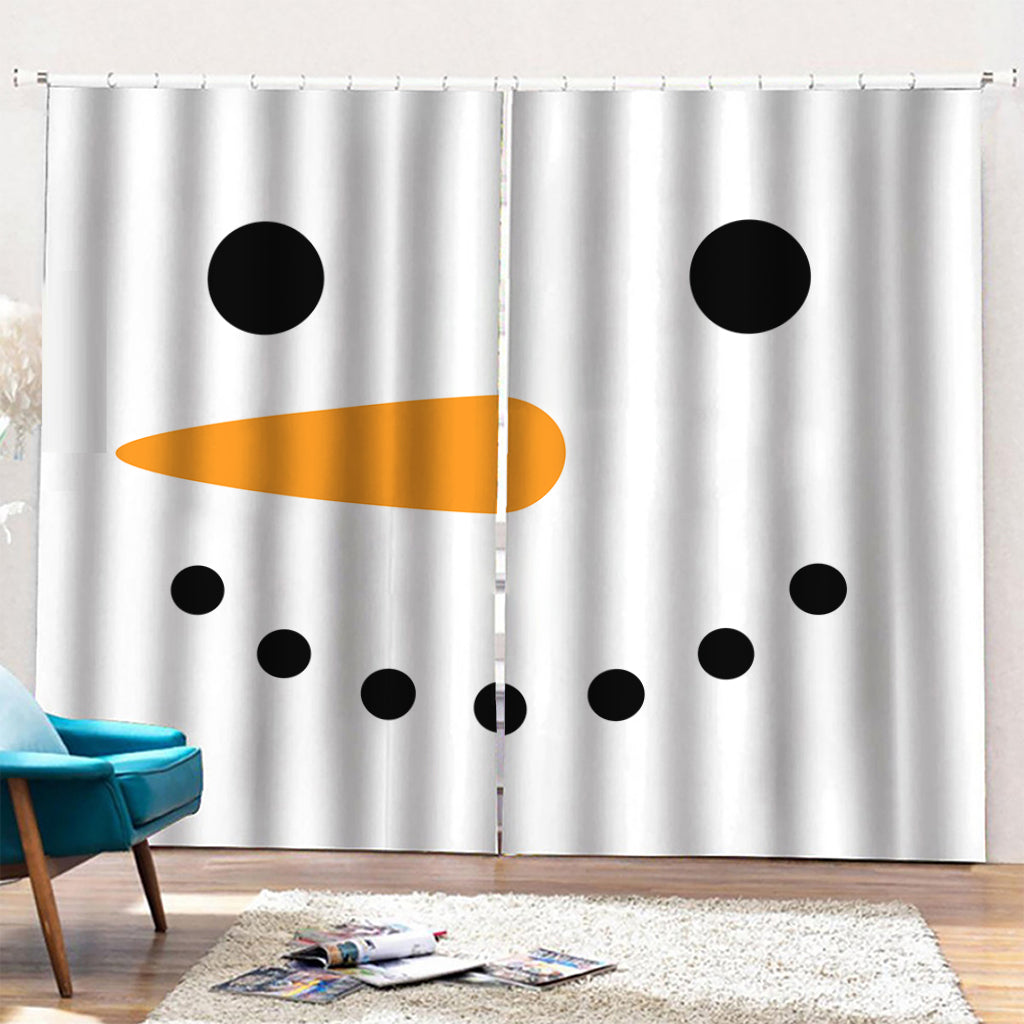 Snowman Face Print Pencil Pleat Curtains