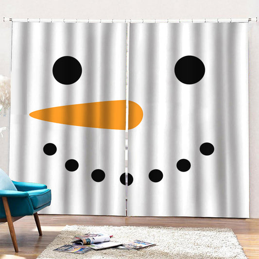 Snowman Face Print Pencil Pleat Curtains