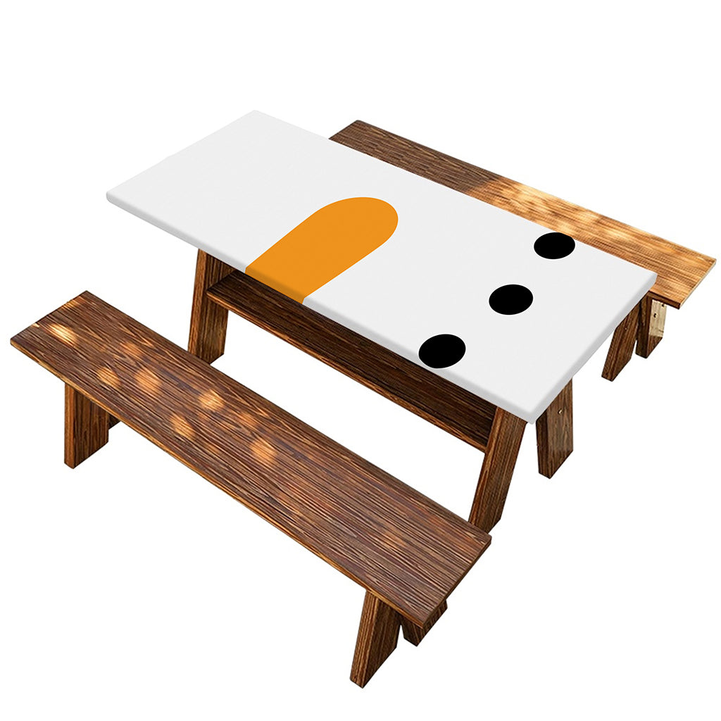 Snowman Face Print Picnic Table Cover
