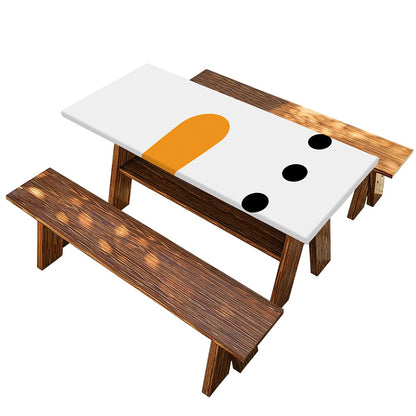Snowman Face Print Picnic Table Cover