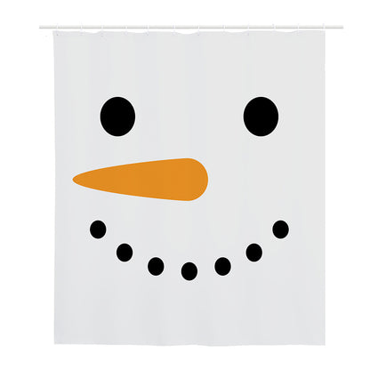 Snowman Face Print Polyester Shower Curtain