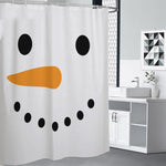 Snowman Face Print Premium Shower Curtain