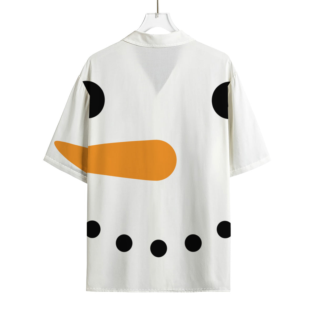 Snowman Face Print Rayon Hawaiian Shirt