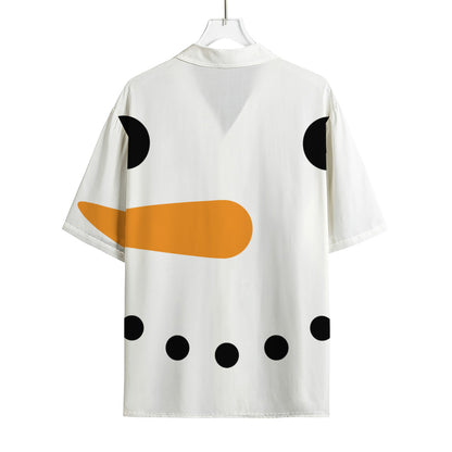 Snowman Face Print Rayon Hawaiian Shirt