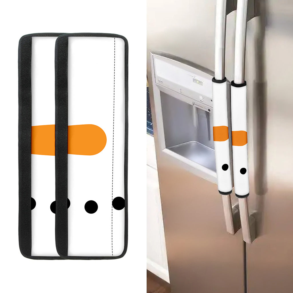 Snowman Face Print Refrigerator Handle Covers