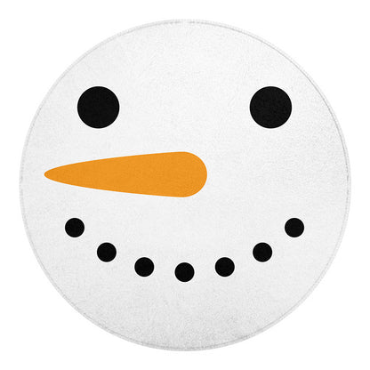 Snowman Face Print Round Blanket