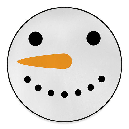 Snowman Face Print Round Floor Mat