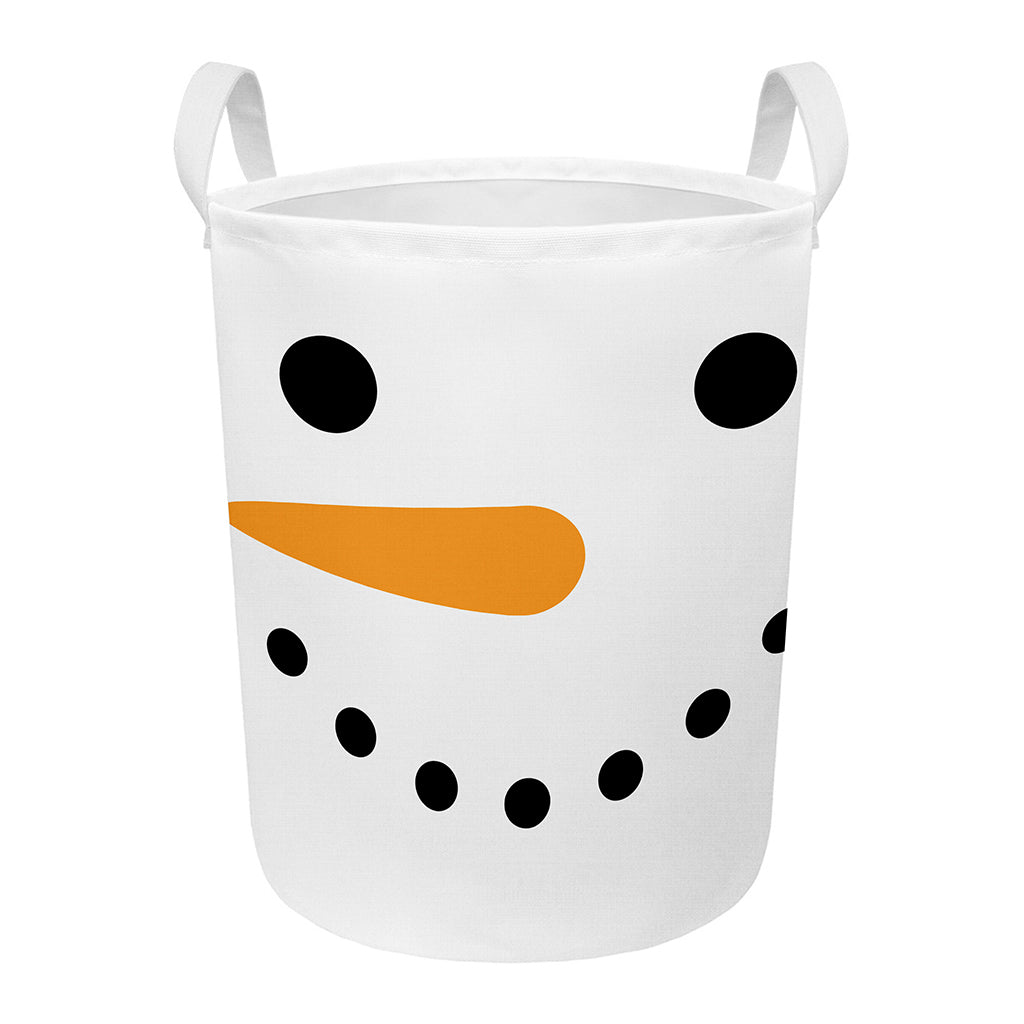 Snowman Face Print Round Laundry Basket