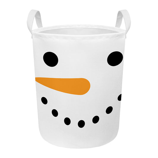 Snowman Face Print Round Laundry Basket