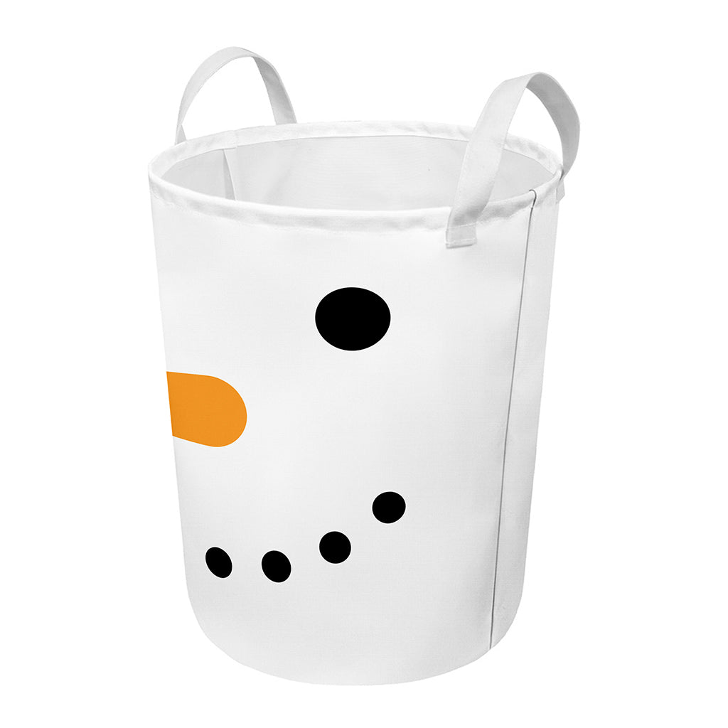 Snowman Face Print Round Laundry Basket