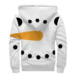 Snowman Face Print Sherpa Lined Zip Up Hoodie
