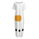 Snowman Face Print Short Sleeve Long Nightdress