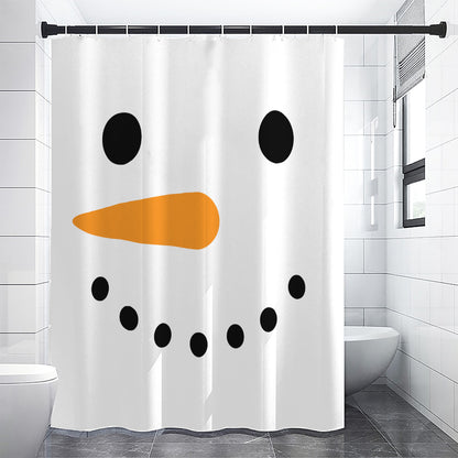 Snowman Face Print Shower Curtain