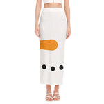 Snowman Face Print Side Slit Maxi Skirt