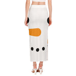 Snowman Face Print Side Slit Maxi Skirt