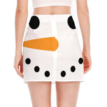 Snowman Face Print Side Slit Mini Skirt