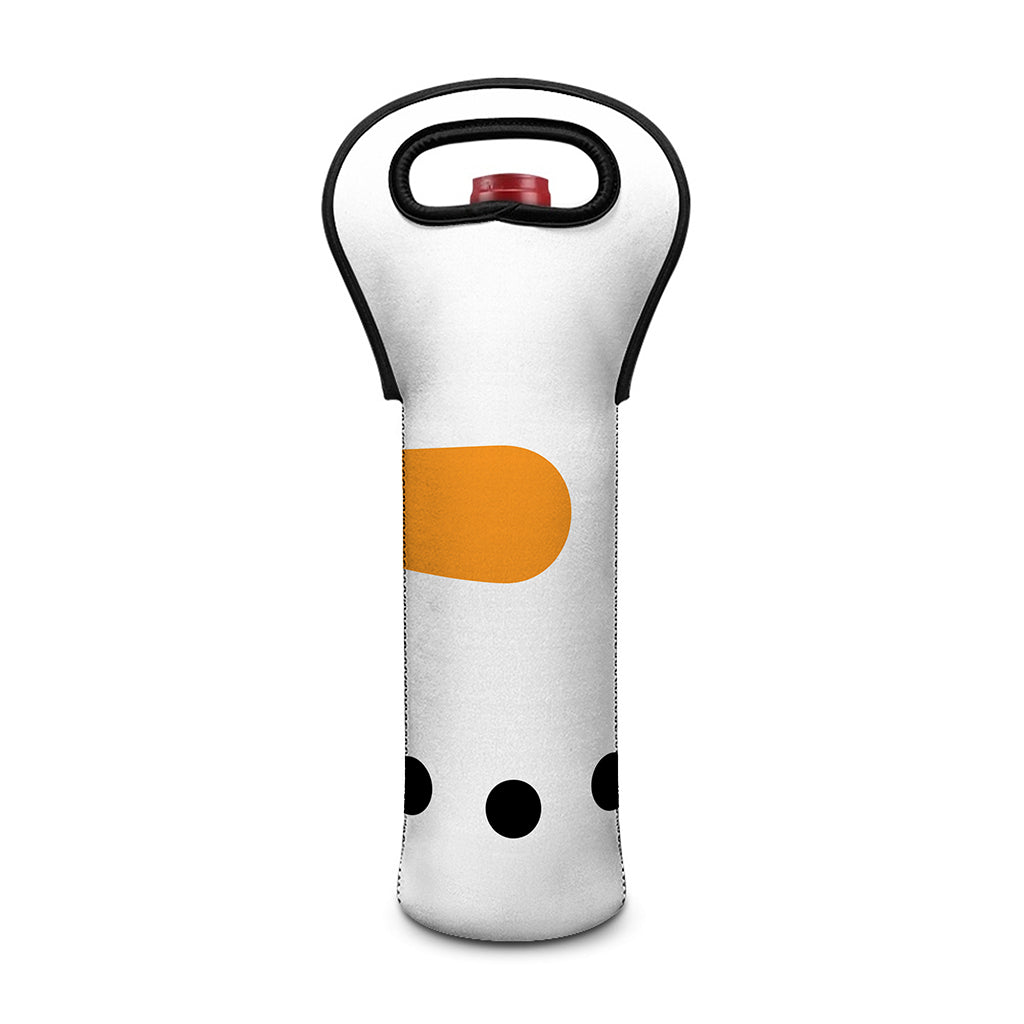 Snowman Face Print Single Neoprene Wine Tote