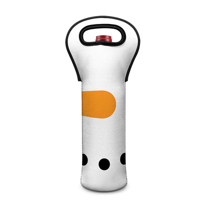 Snowman Face Print Single Neoprene Wine Tote