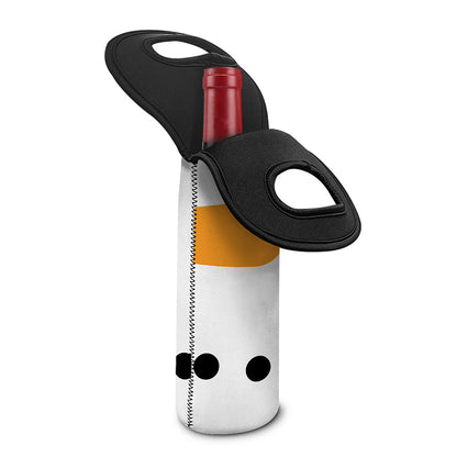 Snowman Face Print Single Neoprene Wine Tote