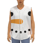 Snowman Face Print Sleeveless Baseball Jersey