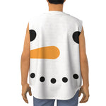 Snowman Face Print Sleeveless Baseball Jersey