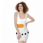 Snowman Face Print Sleeveless Bodycon Dress