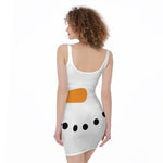 Snowman Face Print Sleeveless Bodycon Dress
