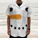 Snowman Face Print Textured Short Sleeve Shirt