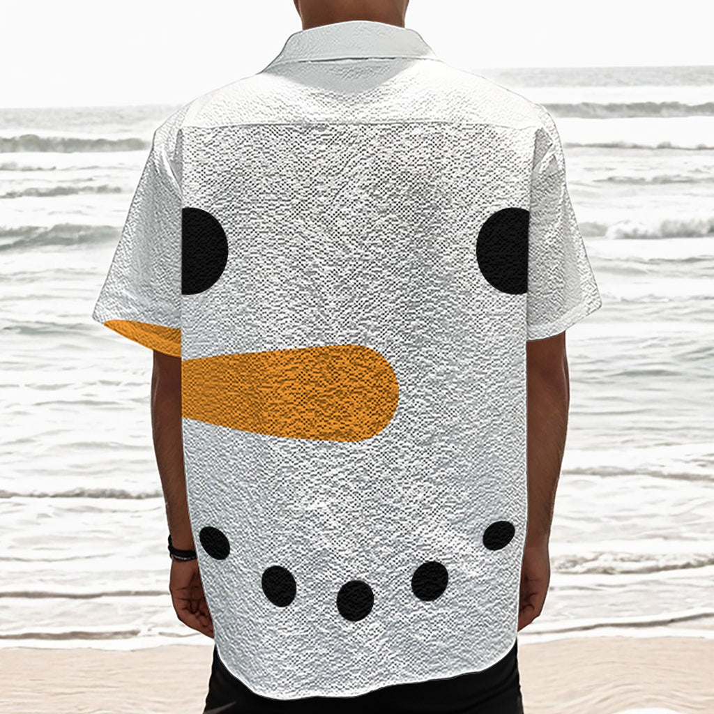 Snowman Face Print Textured Short Sleeve Shirt