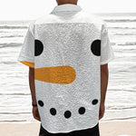 Snowman Face Print Textured Short Sleeve Shirt
