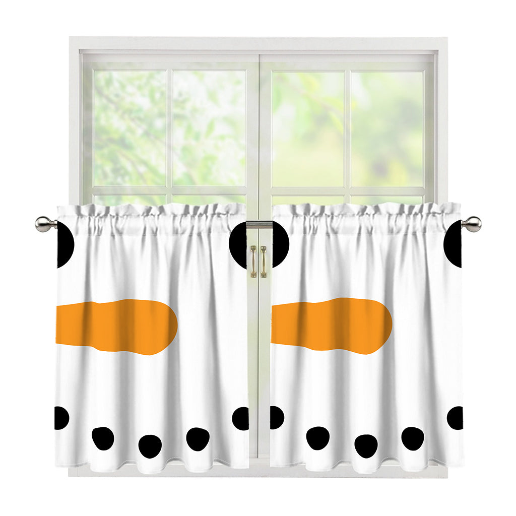 Snowman Face Print Tier Curtains