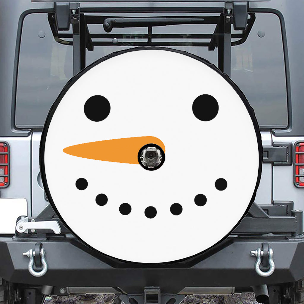 Snowman Face Print Tire Cover With Camera Hole