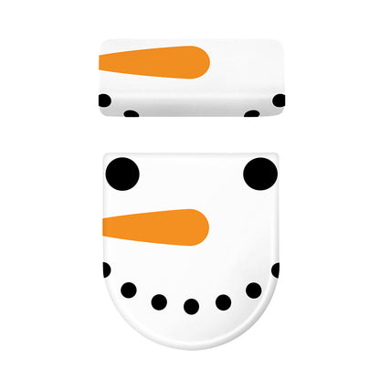 Snowman Face Print Toilet Lid And Tank Cover Set