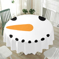 Snowman Face Print Waterproof Round Tablecloth