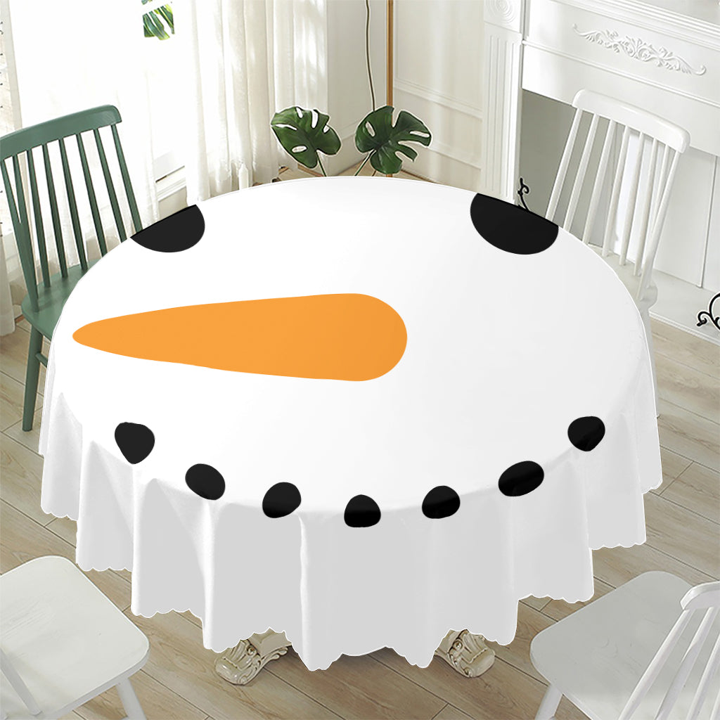 Snowman Face Print Waterproof Round Tablecloth