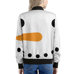 Snowman Face Print Women's Bomber Jacket