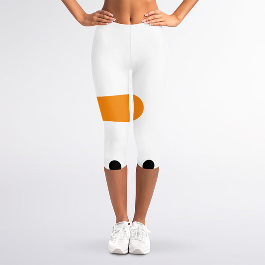 Snowman Face Print Women's Capri Leggings