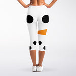 Snowman Face Print Women's Capri Leggings