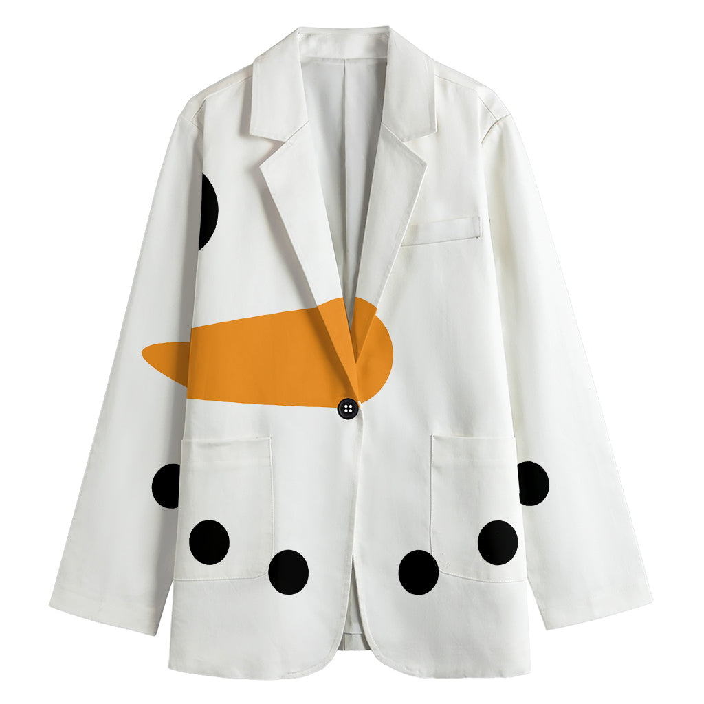 Snowman Face Print Women's Cotton Blazer
