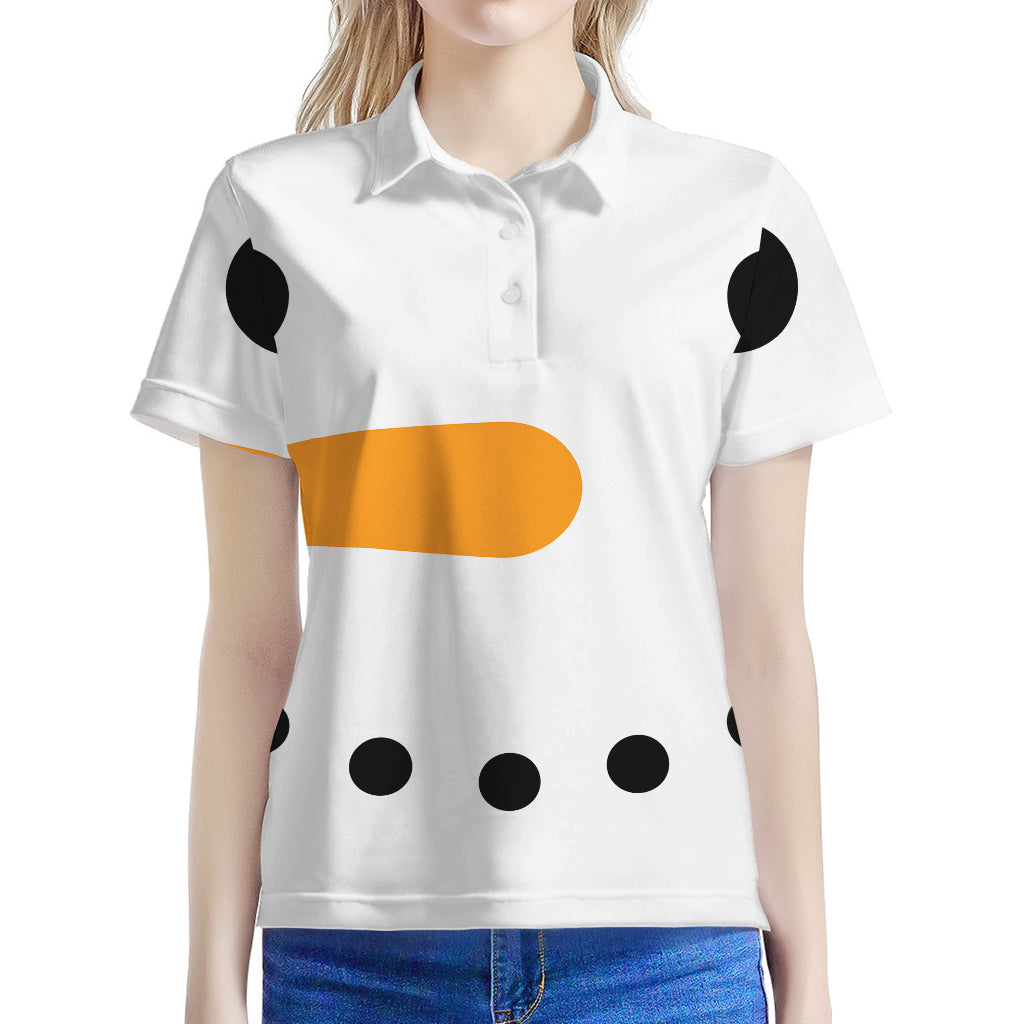 Snowman Face Print Women's Polo Shirt