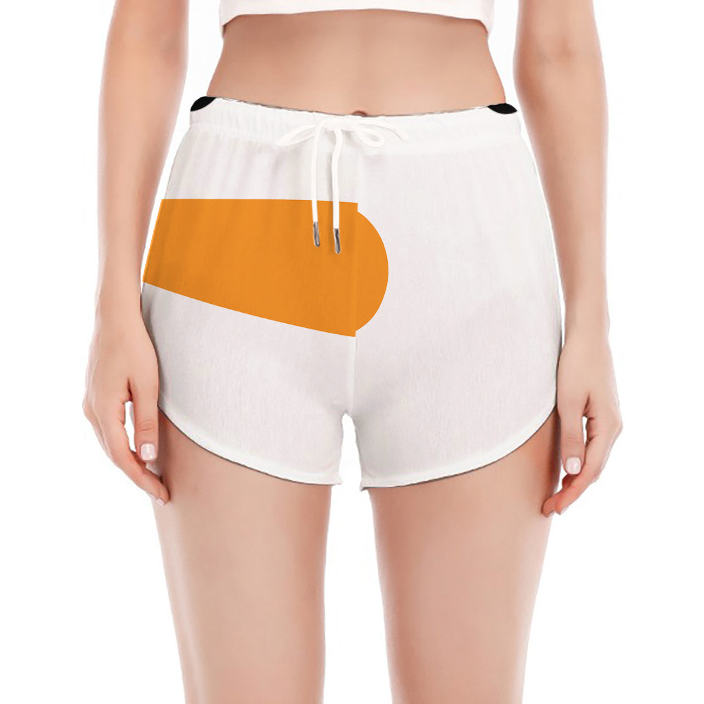 Snowman Face Print Women's Split Running Shorts
