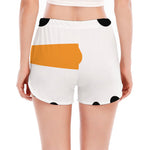 Snowman Face Print Women's Split Running Shorts