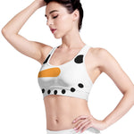 Snowman Face Print Women's Sports Bra