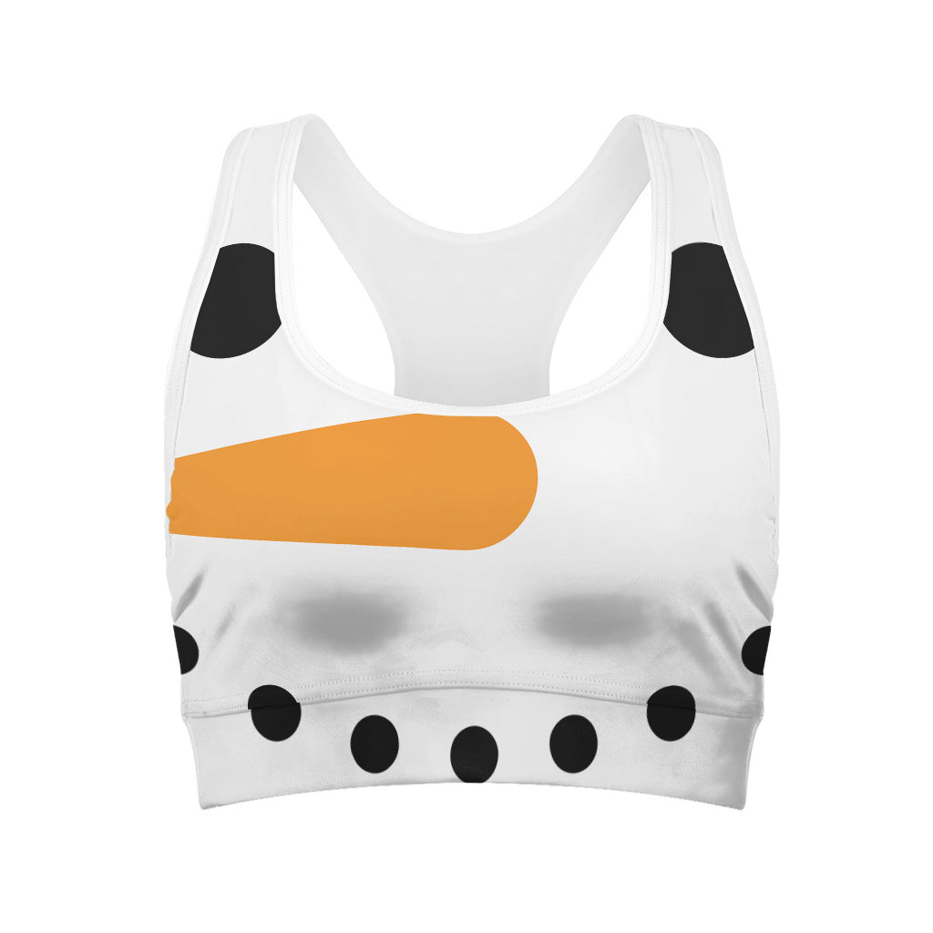 Snowman Face Print Women's Sports Bra