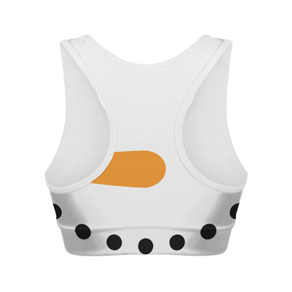 Snowman Face Print Women's Sports Bra
