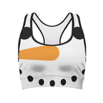 Snowman Face Print Women's Sports Bra