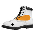 Snowman Face Print Padded Collar Lace Up Boots
