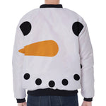 Snowman Face Print Zip Sleeve Bomber Jacket