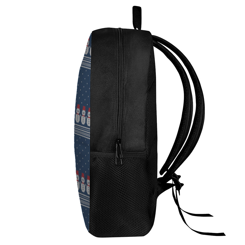 Snowman Knitted Pattern Print 17 Inch Backpack