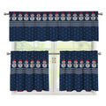 Snowman Knitted Pattern Print 3 Piece Kitchen Curtains